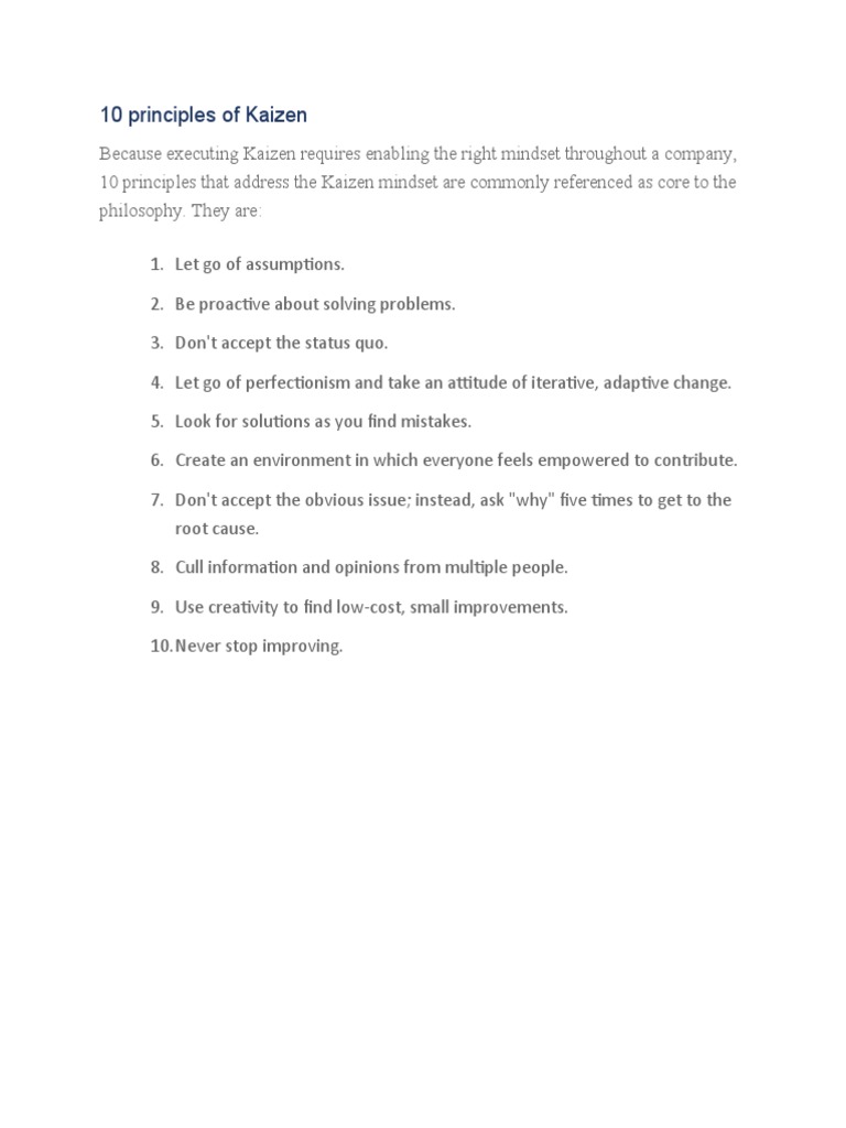 10 Principles of Kaizen | PDF