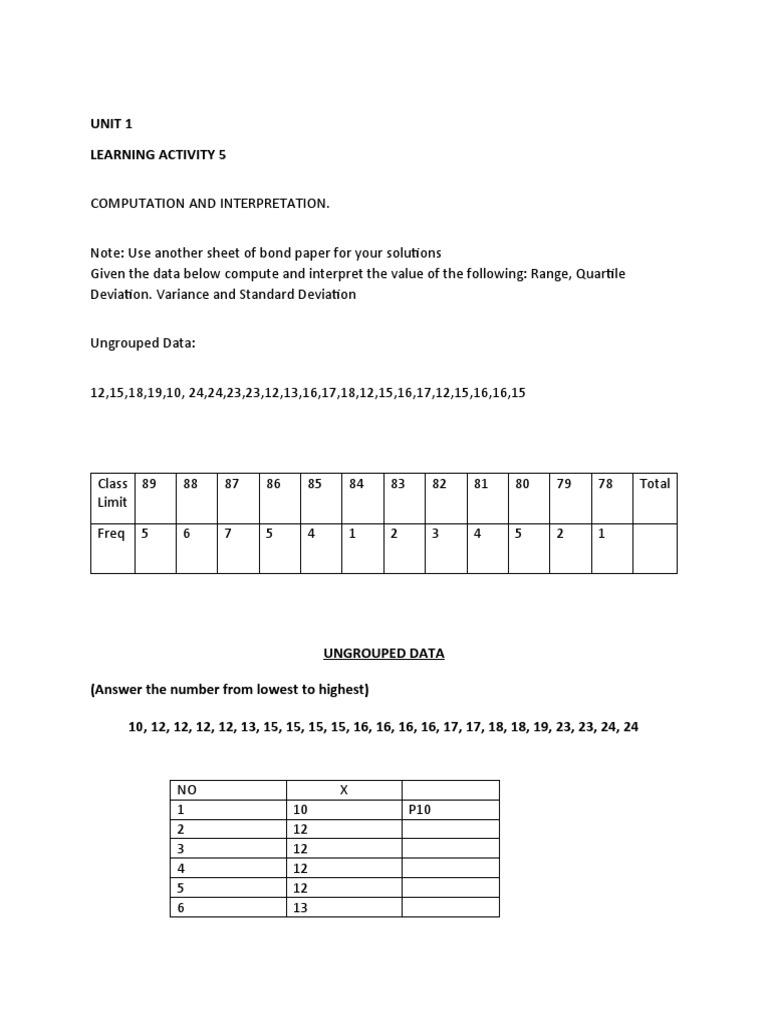 PED 18 Activity 5 | PDF | Variance | Standard Deviation