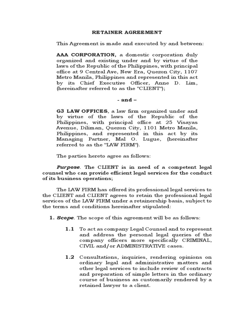 Retainer Agreements PDF Costs In English Law Lawyer