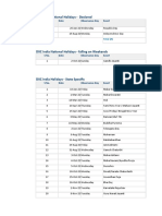 DXC India Holiday Calendar 2022