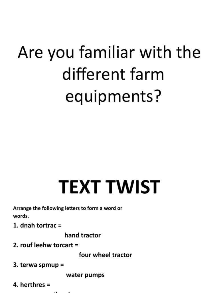 Common Farm Equipment Lesson PDF Agricultural Machinery Tractor