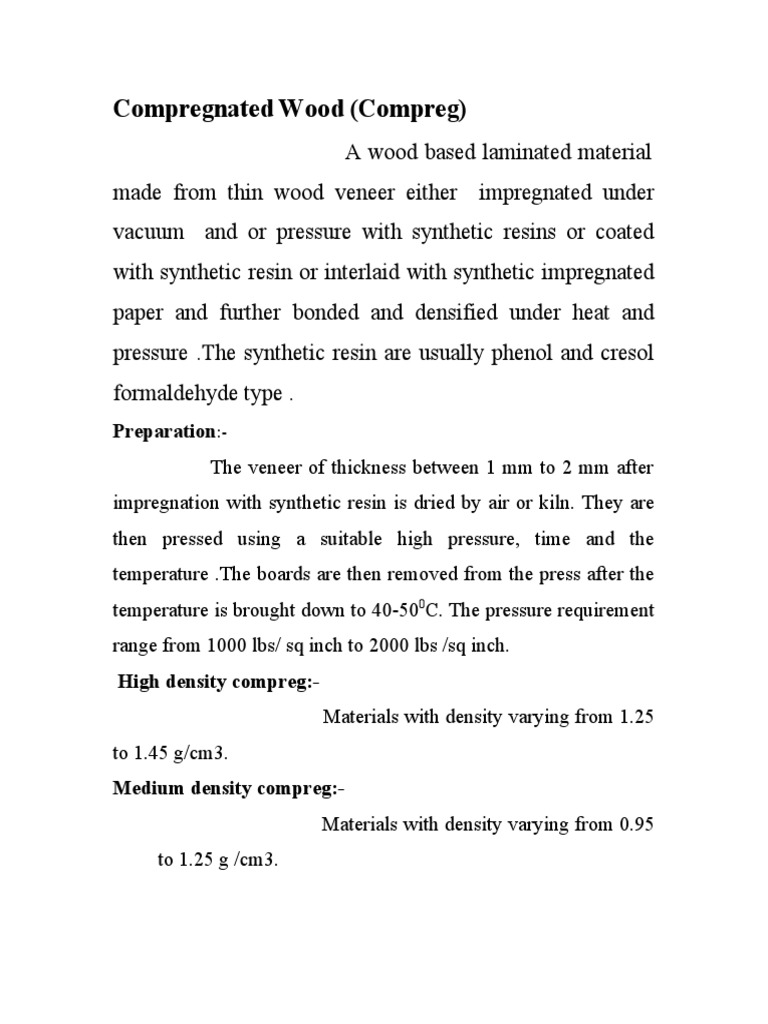 Compregnated Wood: Types and Uses | PDF | Lamination | Stress (Mechanics)