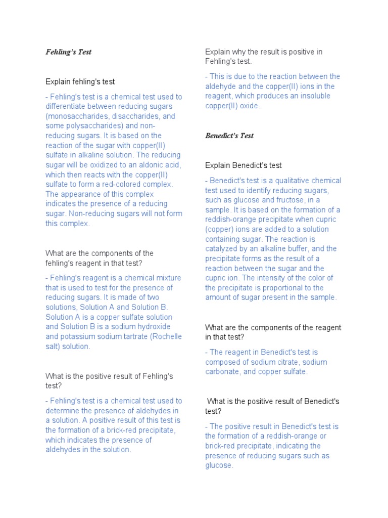 Understanding Common Qualitative Chemical Tests for Sugars, Proteins