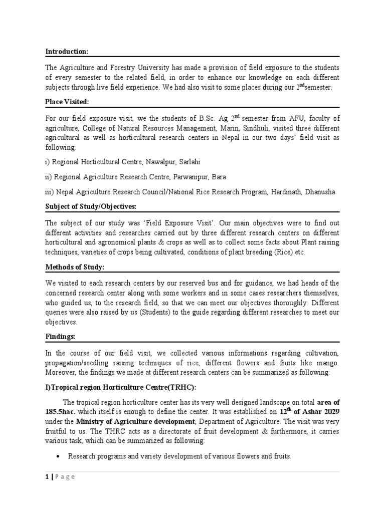 Report On Field Visit PDF Rice Grafting