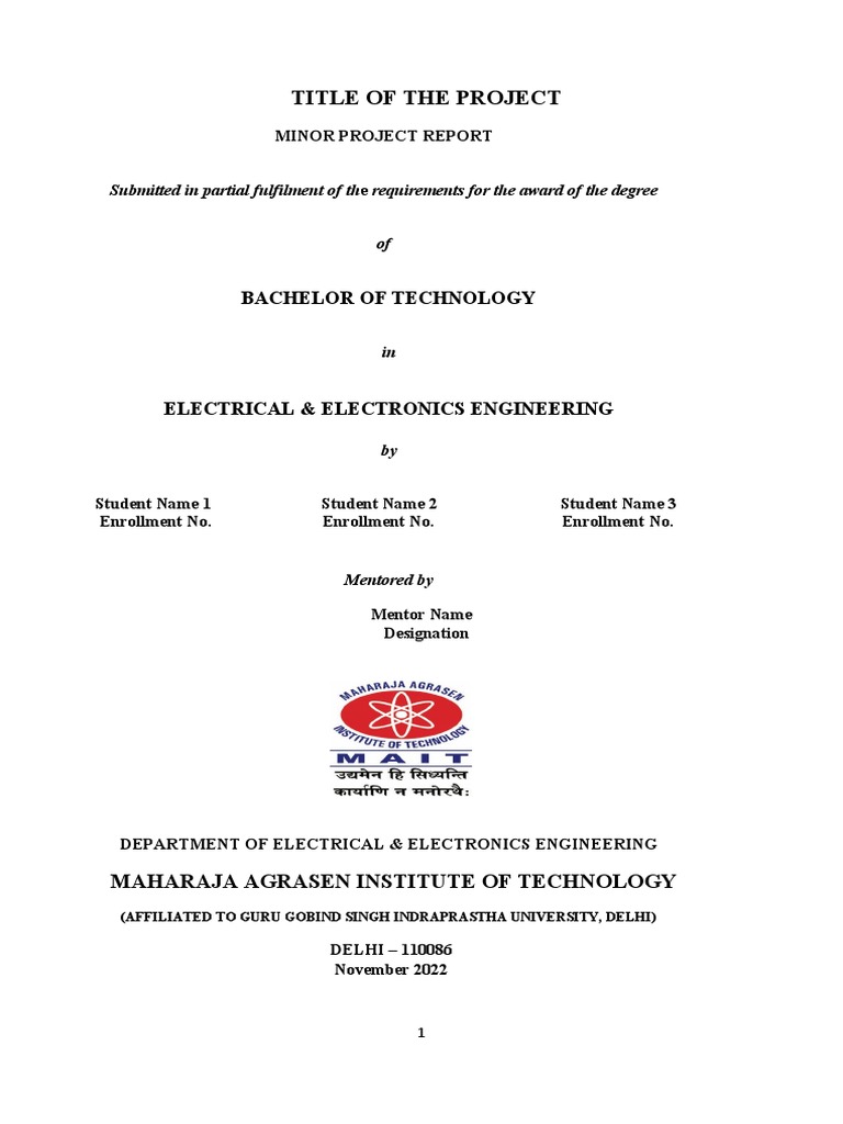 Minor Project Report in EEE | PDF