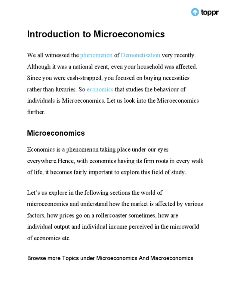 Introduction To Macro Economics Class 12 Notes | PDF | Microeconomics ...