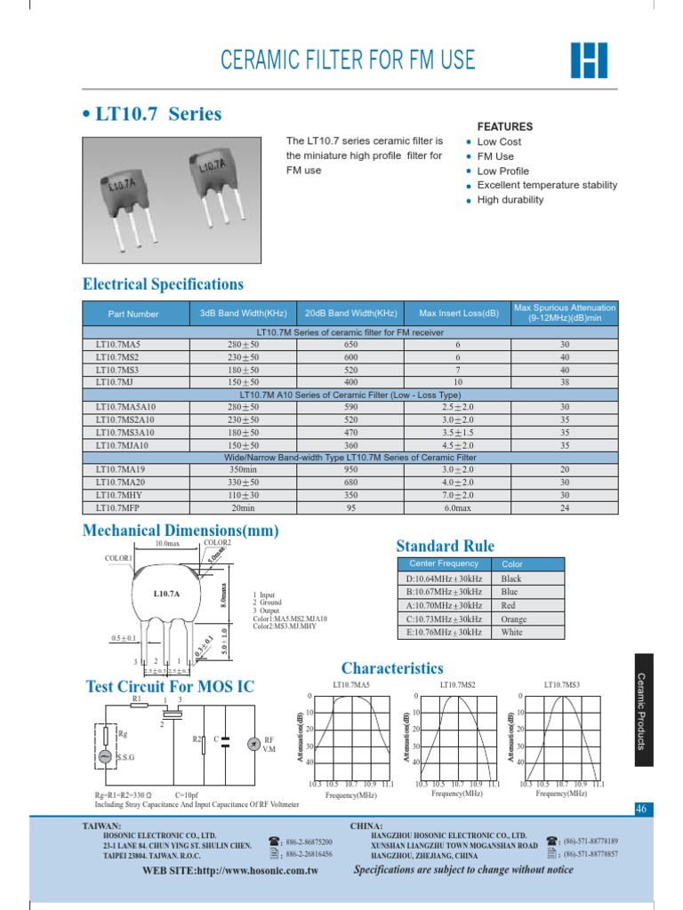 Lt10.7ceramic Filter For FM Use | PDF | Filter (Signal Processing ...