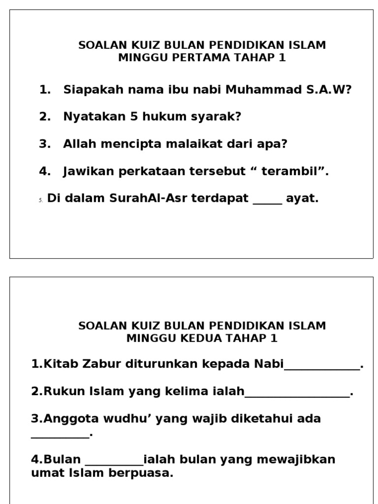 Soalan Kuiz Thp 1 Pdf