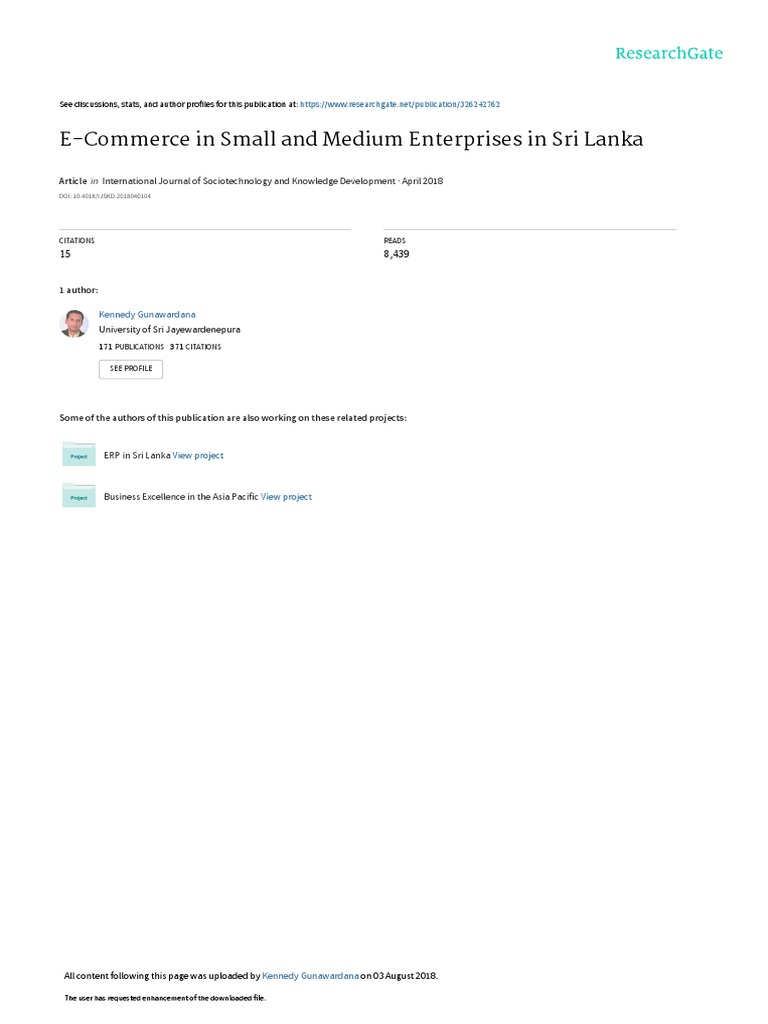 E Commerce in Small and Medium Enterprises in Sri Lanka | PDF | E ...