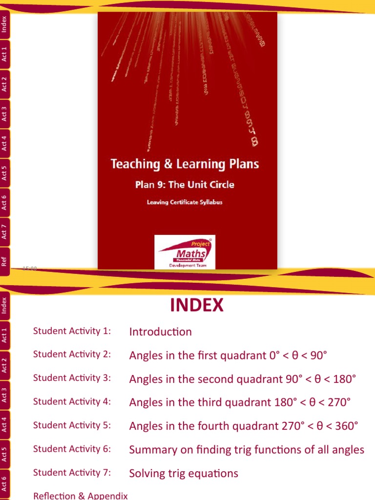 The Unit Circle Pdf Circle Trigonometric Functions