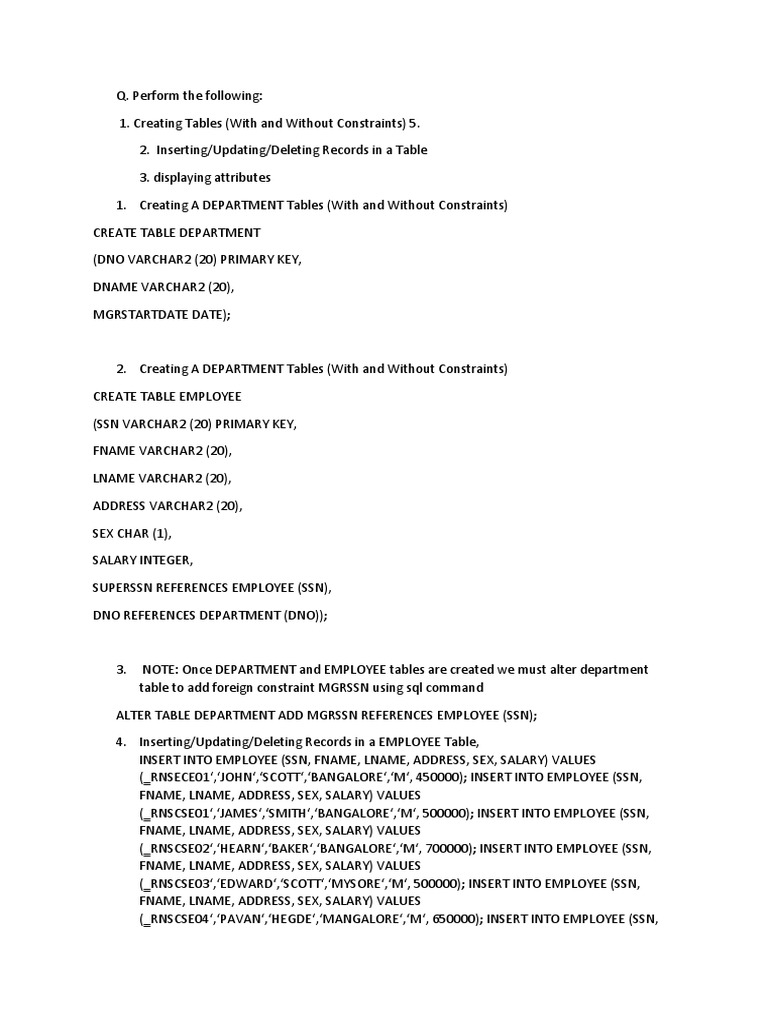 SQL Department Table Creation Guide | PDF | Data | Information ...