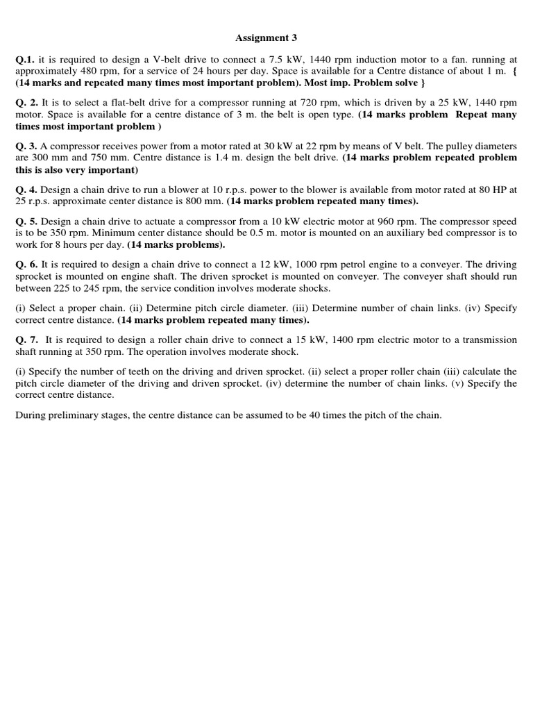 Assignment 3 Belt and Chain Drive PDF
