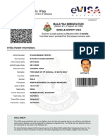 Malaysia Evisa Certificate - Abbas Mohamed - Kalandar Mohideen