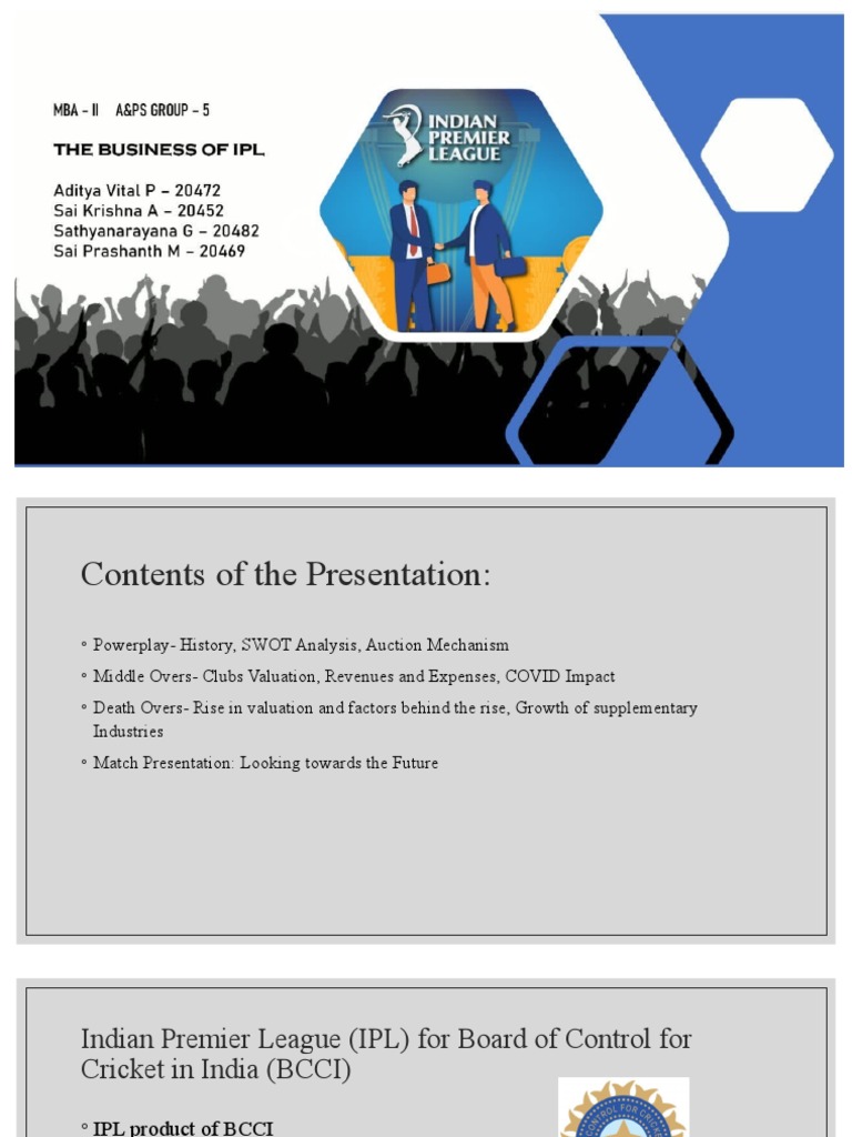 IPL Financial Analysis and Future Insights | PDF | Cricket | Sports