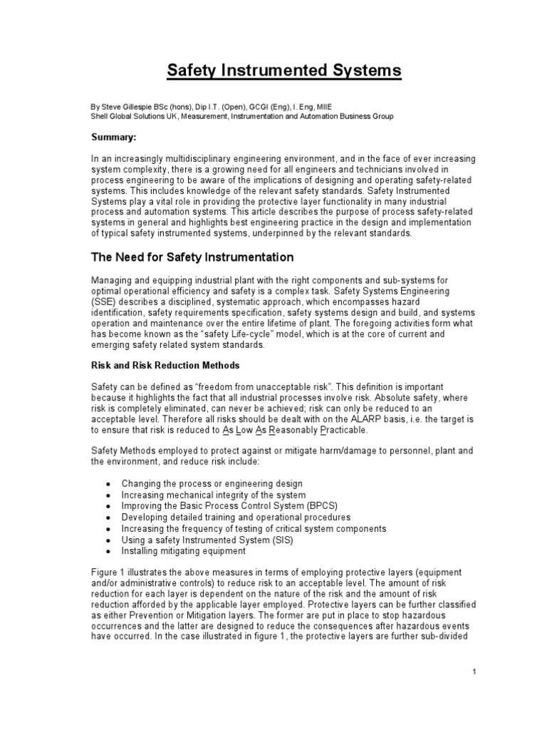 Safety Instrumented Systems | PDF | Technology & Engineering