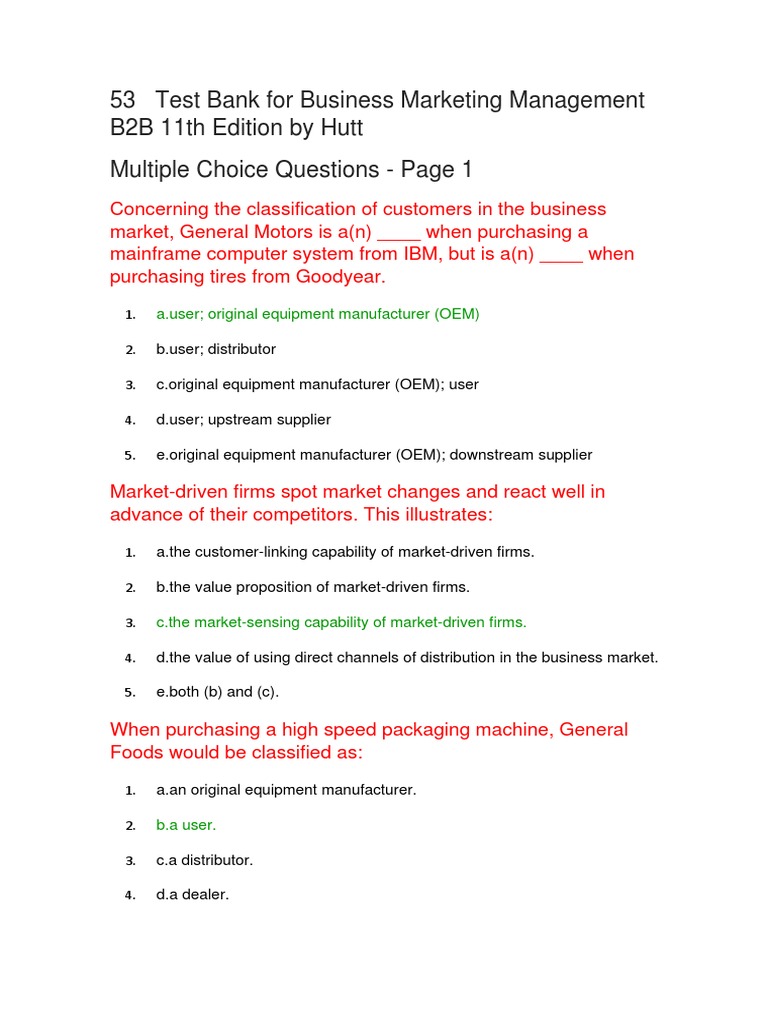 (123doc) 53 Test Bank For Business Marketing Management b2b 11th ...