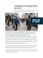 População Residente em Portugal Volta A Diminuir em 2018