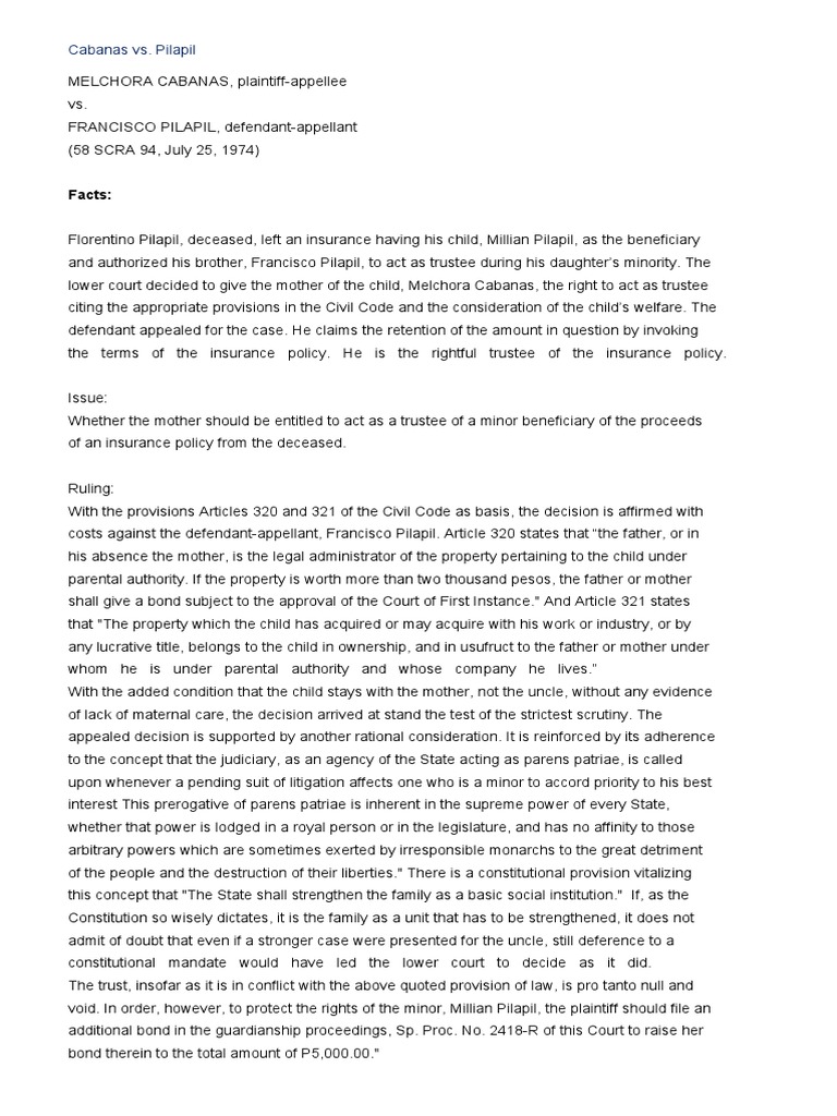 Parens patria cabanas vs pilapil pdf insurance lawsuit