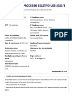 Comprovante de Inscrição com Detalhes do Candidato e Curso Escolhido