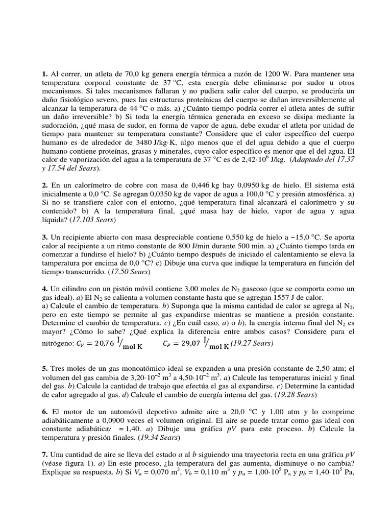 Termodinámica y Procesos de Calor en Gases | PDF | Gases | Calor