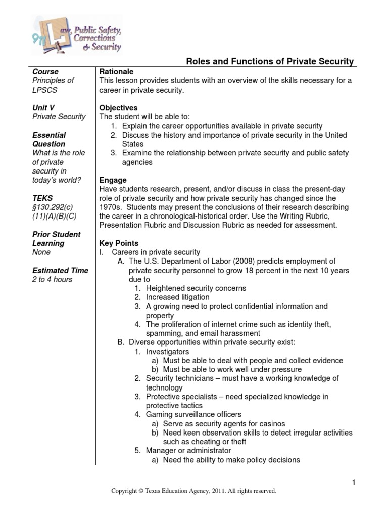 Private Security Outline | PDF