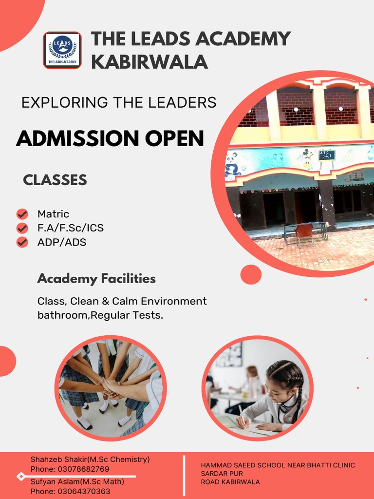 The Leads Academy Admission Open for Matric, F.A/F.Sc, and ADP/ADS