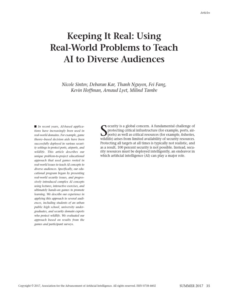 Keeping It Real - Using Real-World Problems To Teach AI To Diverse ...