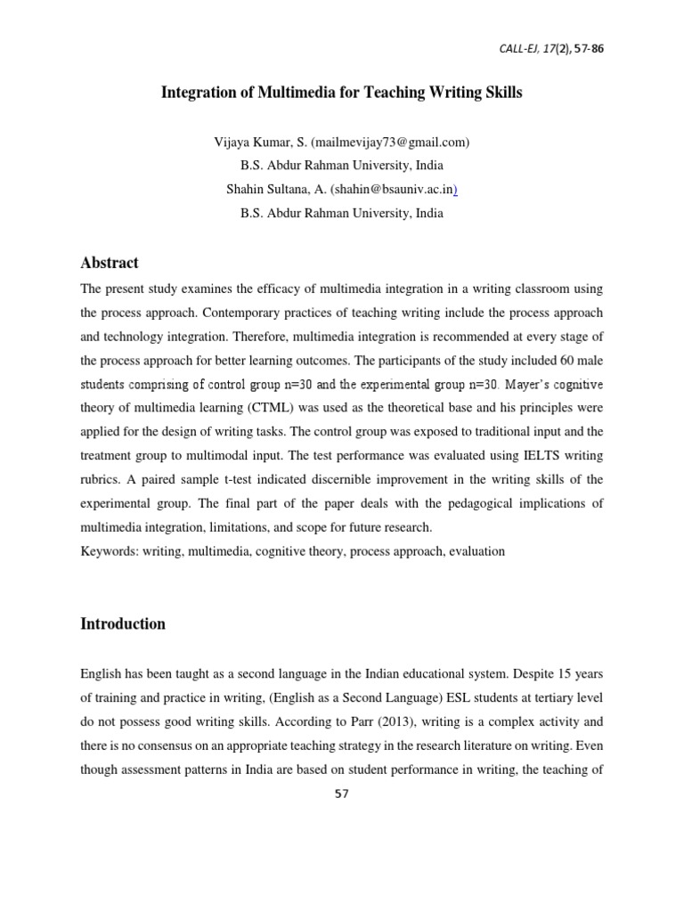 Enhancing English Writing Skills Through Multimedia Integration An Evaluation of Mayer's