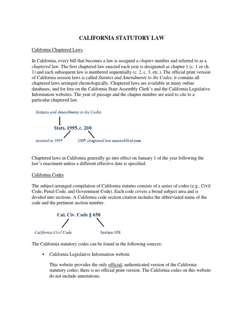 California Statutory Law Handout PDF