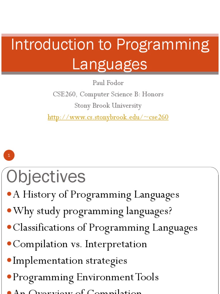 _L01_Introduction_Programming_Languages | PDF | Compiler | Parsing