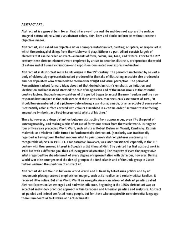 Exploring Abstraction Key Figures and Developments in Early Abstract