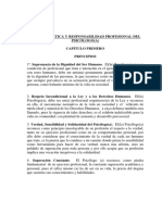 Código de Ética y Responsabilidad Profesional Del Psicólogo