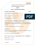 CBSE Class 11 Maths Chapter 2 - Relations and Functions Important Questions 2022-23