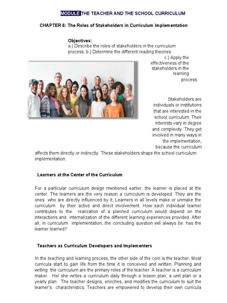 Stakeholders in Curriculum Implementation | PDF | Curriculum | Teachers
