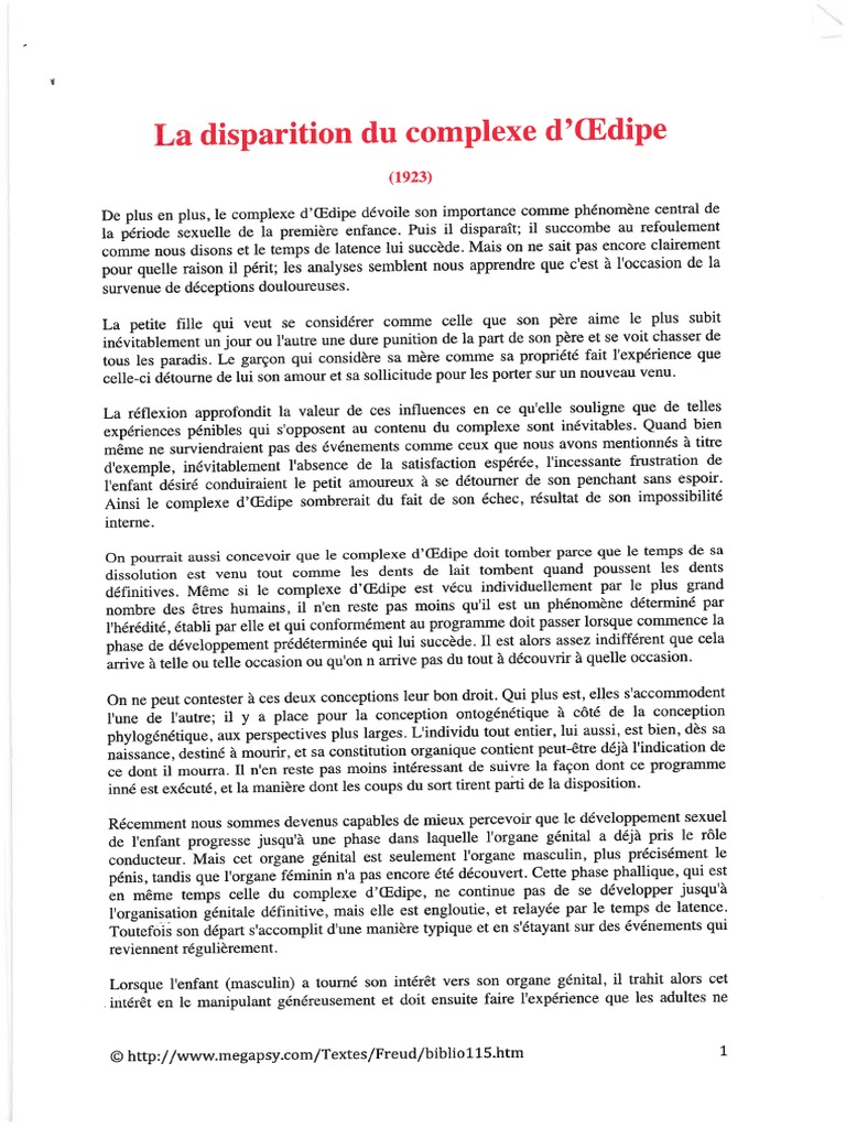 La Disparition Du Complexe D