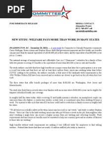 Steve Moore+ Study - Welfare Pays More Than Work