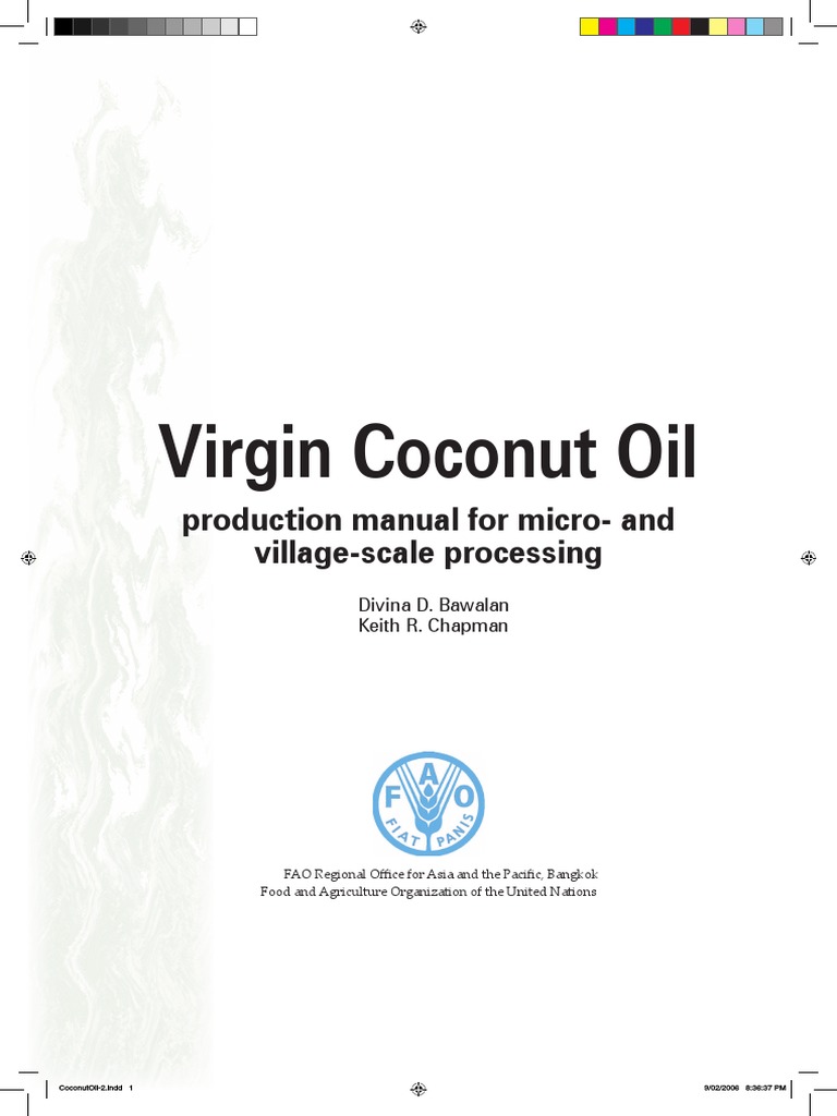 Virgin Coconut Oil Production Manual For PDF Coconut Oil Fat