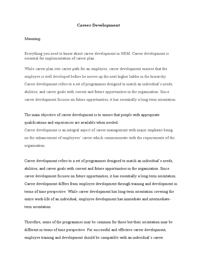 Career Development Veena PDF Employment Goal