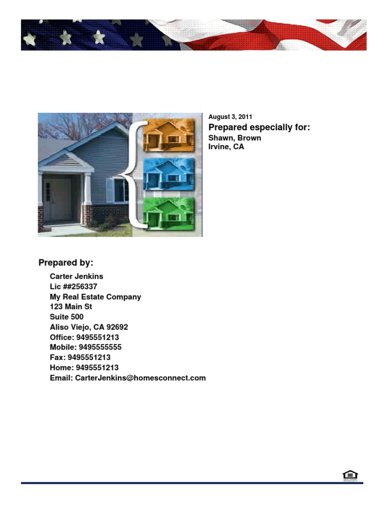 Prepared Especially For Shawn, Brown Irvine, CA PDF Market Value