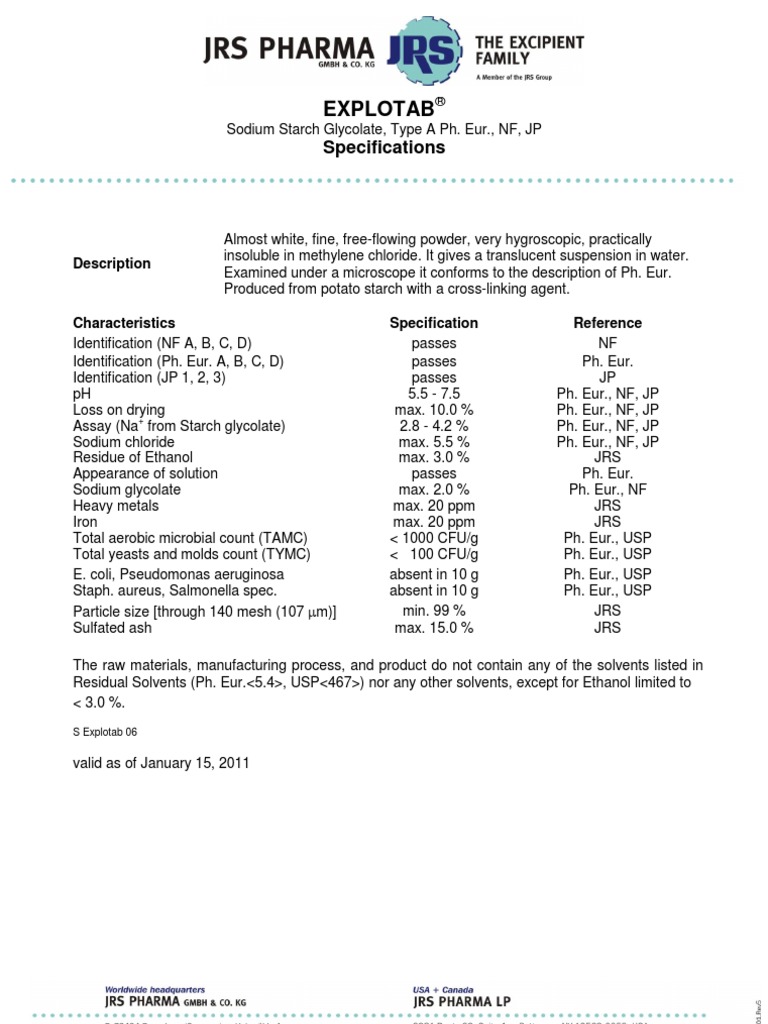 Sodium Starch Glycolate Type A Monograph | PDF | Science & Mathematics