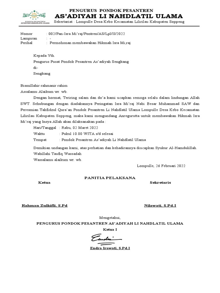 Surat Undangan Bupati Dan Kepala Kantor | PDF