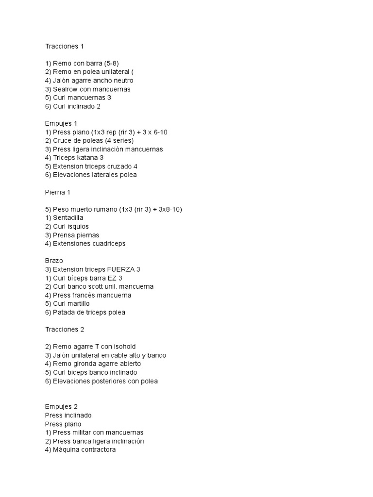Rutina de Ejercicios para Brazos y Espalda | PDF