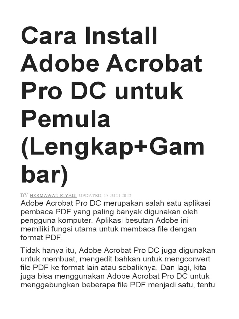 Cara install adobe acrobat pro dc untuk pemula pdf