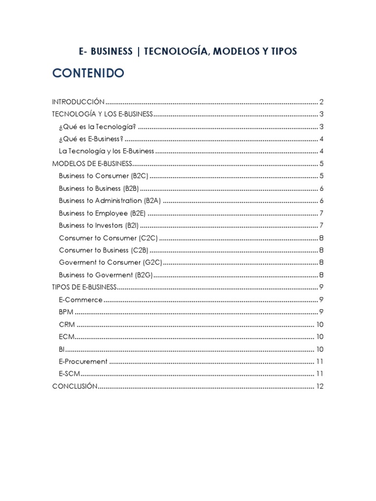 Modelos y Tipos de E-Business | PDF | Comercio electrónico | Business