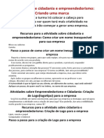 Atividade Sobre Cidadania e Empreendedorismo