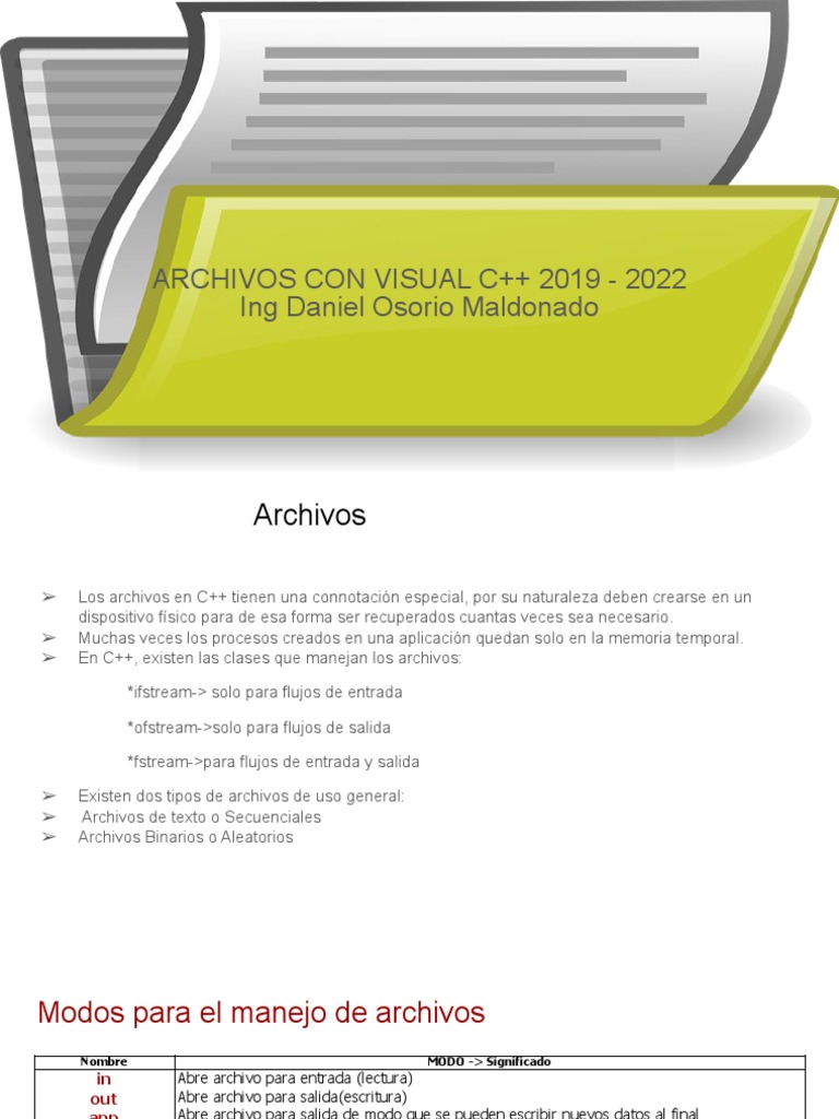 Manejo de Archivos en C++ 2019-2022 | PDF | Puntero (Programación de ...