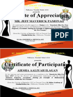 Certificate of Appreciation and Minor Awards