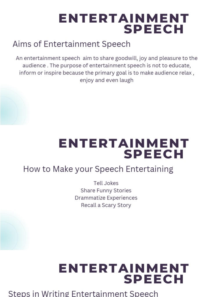 Entertainment Speech | PDF