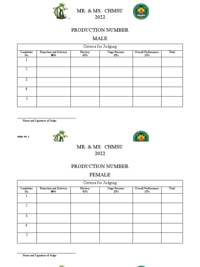 Criteria For Judging PDF Clothing Consumer Goods
