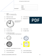 Telling Time Quiz for Grade 7 Students